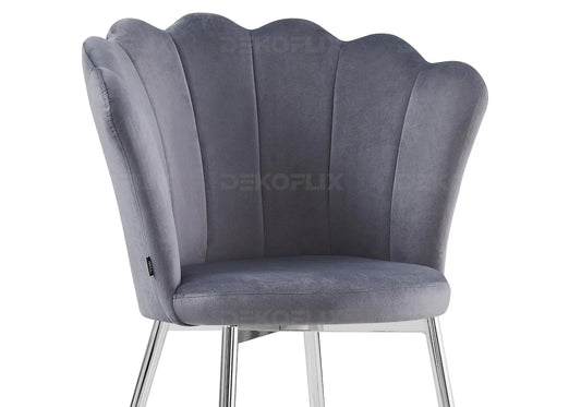 Lot de 2 chaises coquillage velours argent | Veltra