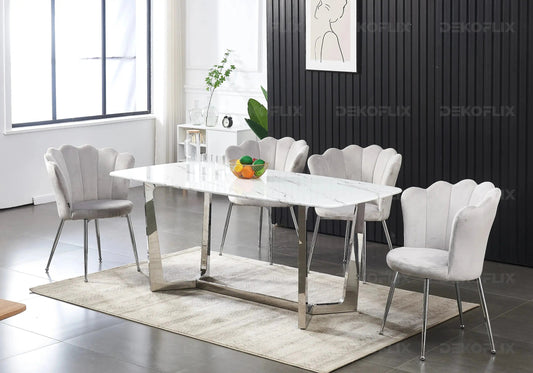 Lot de 2 chaises coquillage velours écru | Veltra