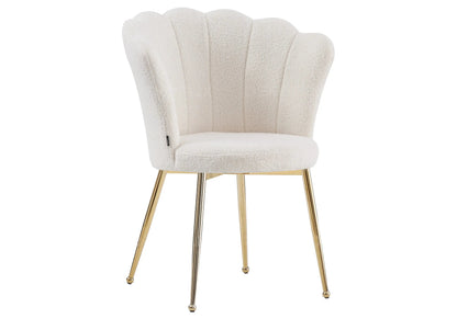 Lot de 2 chaises coquillage tissu bouclé pieds or | Veltra