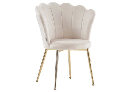 Lot de 2 chaises coquillage beige pieds or | Veltra