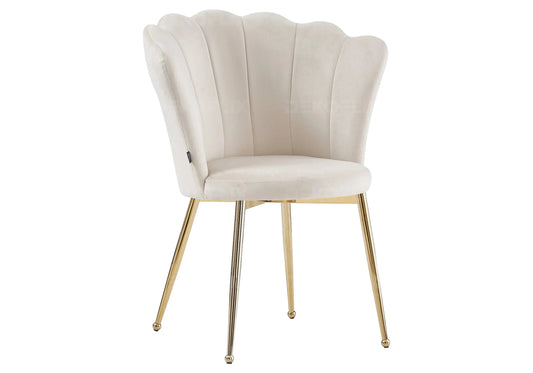 Lot de 2 chaises coquillage velours écru pieds or | Veltra