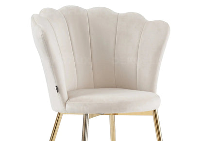 Lot de 2 chaises coquillage velours écru pieds or | Veltra