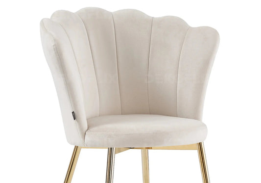 Lot de 2 chaises coquillage velours écru pieds or | Veltra