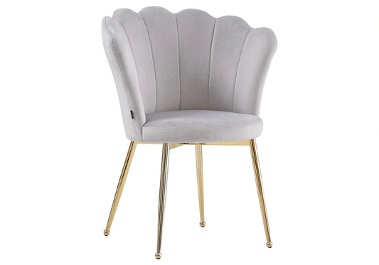 Lot de 2 chaises coquillage gris pieds or | Veltra
