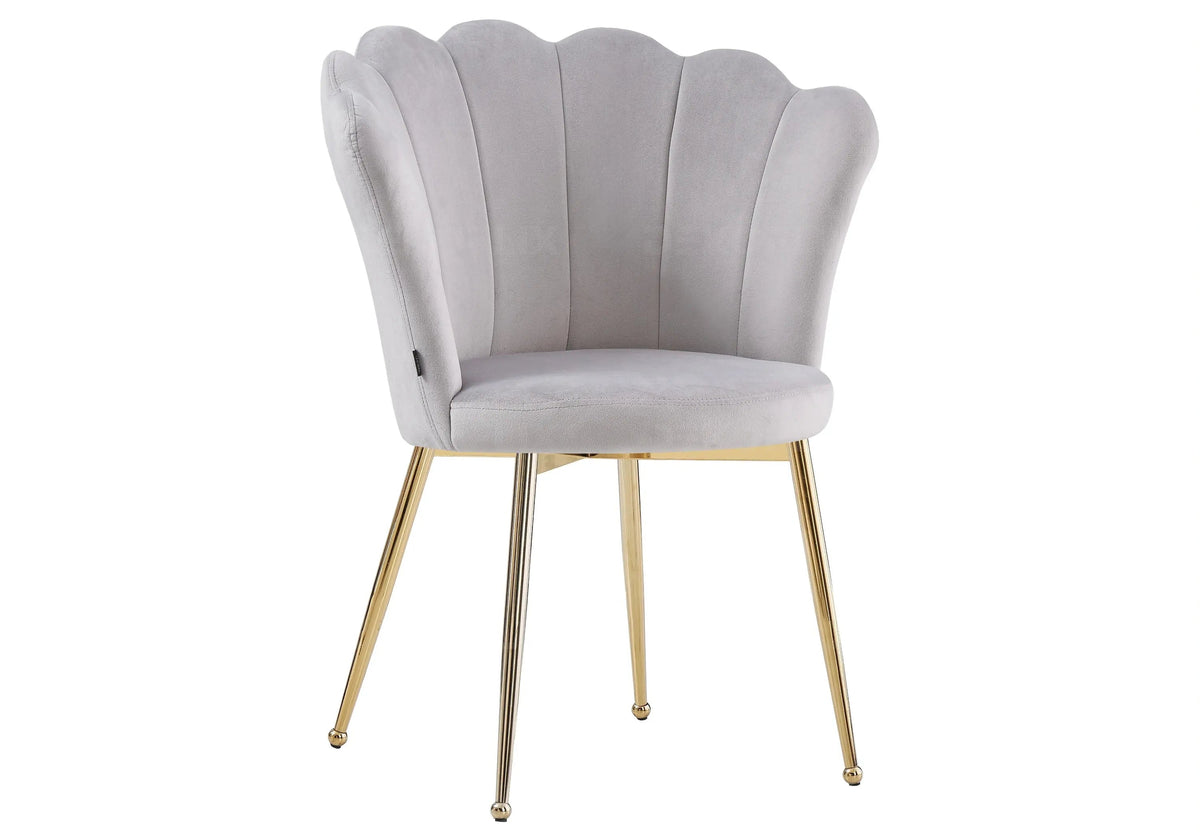 Ensemble table marbre blanc et 4 chaises dorées | Vetra