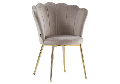 Lot de 2 chaises coquillage taupe pieds or | Veltra