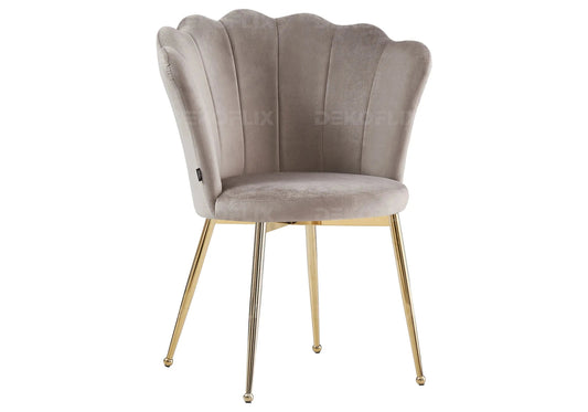 Lot de 2 chaises coquillage taupe pieds or | Veltra