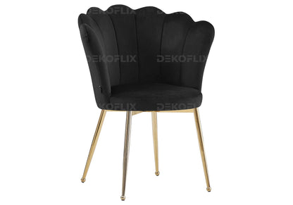 Lot de 2 chaises coquillage noir pieds or | Veltra