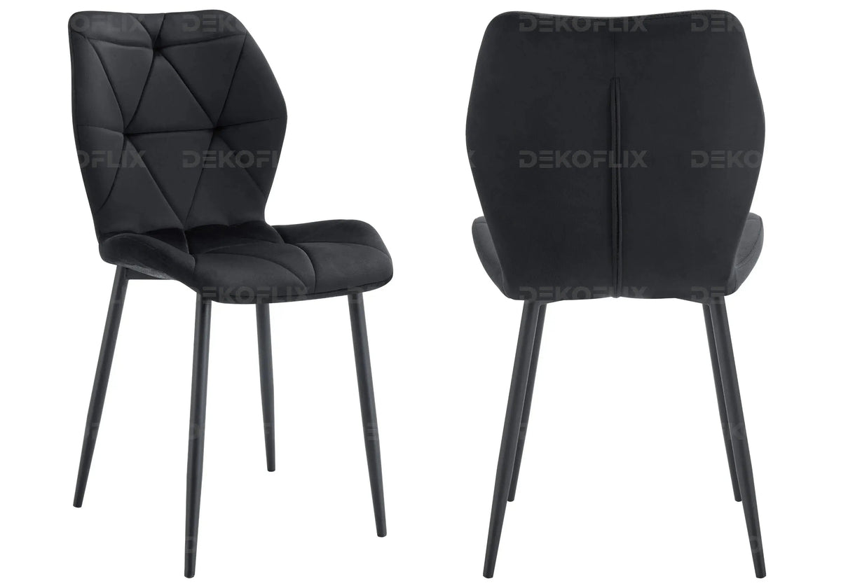 4 chaises coquillage en noir et pieds noirs | Zyra