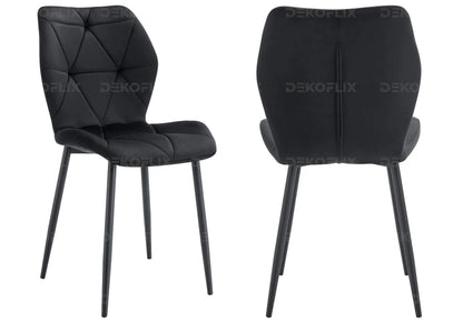 4 chaises coquillage en noir et pieds noirs | Zyra