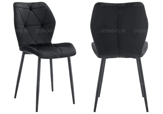 4 chaises coquillage en noir et pieds noirs | Zyra