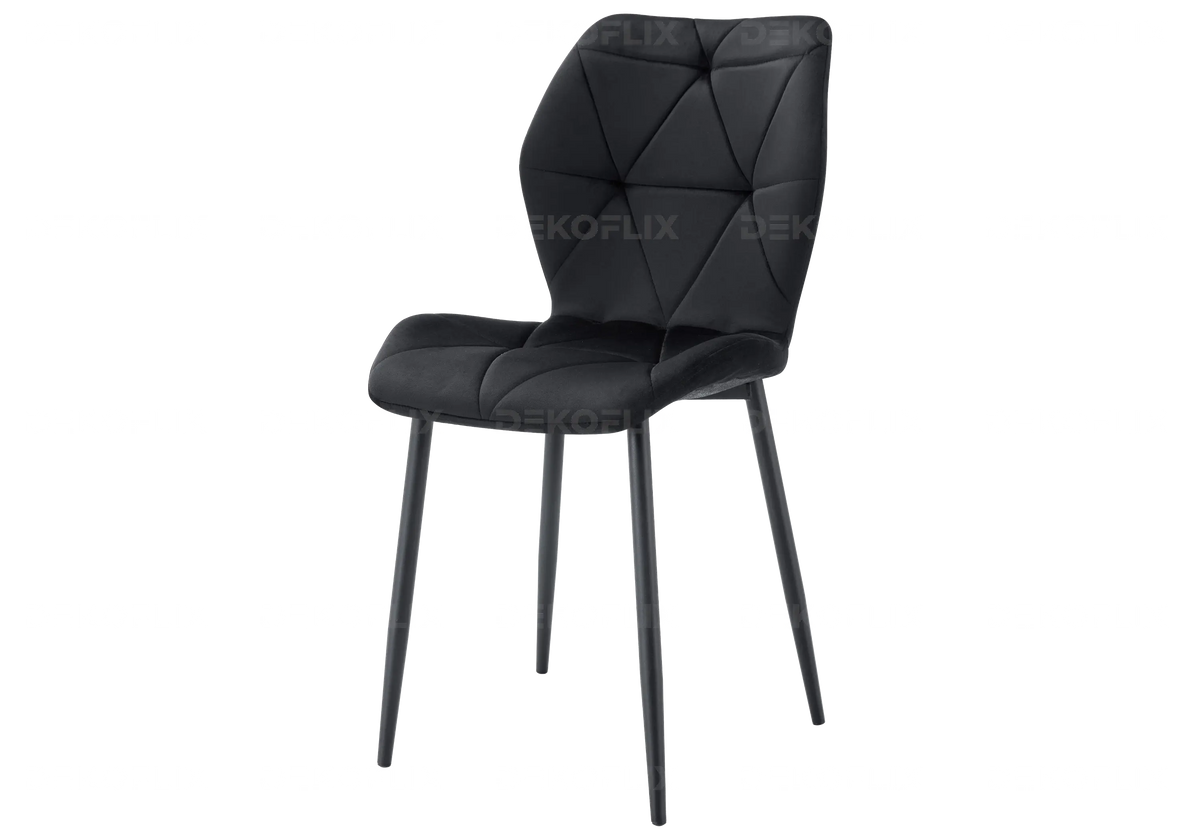 4 chaises coquillage en noir et pieds noirs | Zyra