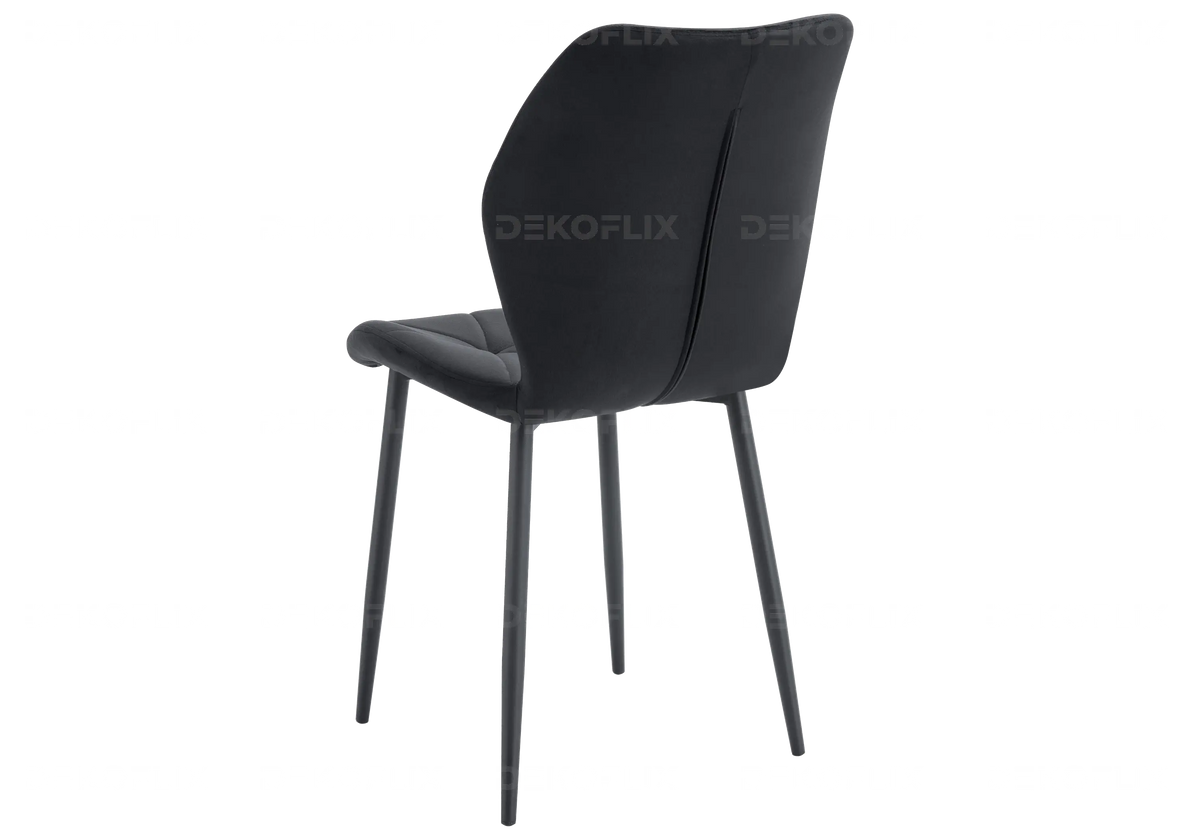 4 chaises coquillage en noir et pieds noirs | Zyra