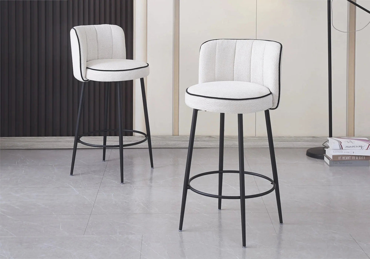 Lot de 2 chaises hautes de bar tissu écru | Veltra