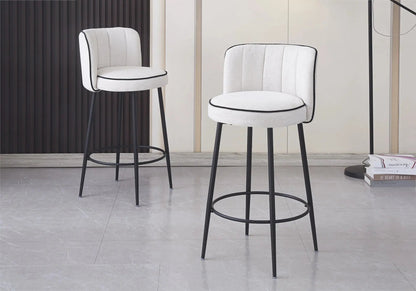 Lot de 2 chaises hautes de bar tissu écru | Veltra