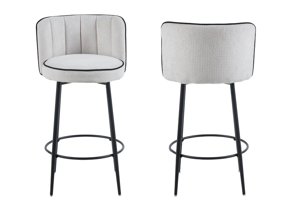 Lot de 2 chaises hautes de bar tissu écru | Veltra