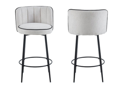 Lot de 2 chaises hautes de bar tissu écru | Veltra