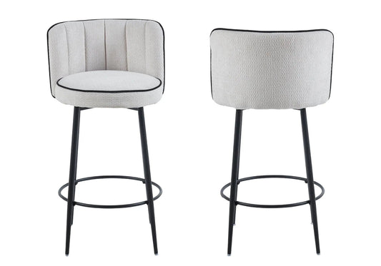 Lot de 2 chaises hautes de bar tissu écru | Veltra