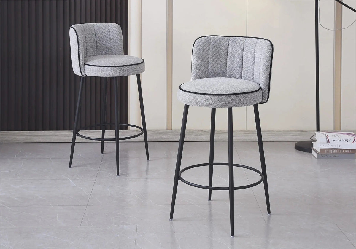 Lot de 2 chaises hautes de bar tissu gris | Veltra