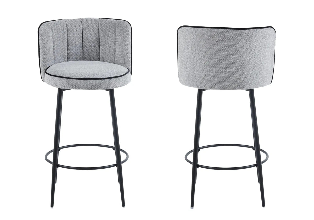 Lot de 2 chaises hautes de bar tissu gris | Veltra