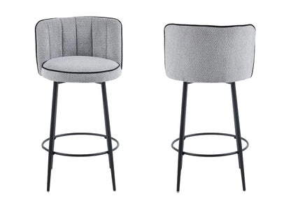Lot de 2 chaises hautes de bar tissu gris | Veltra