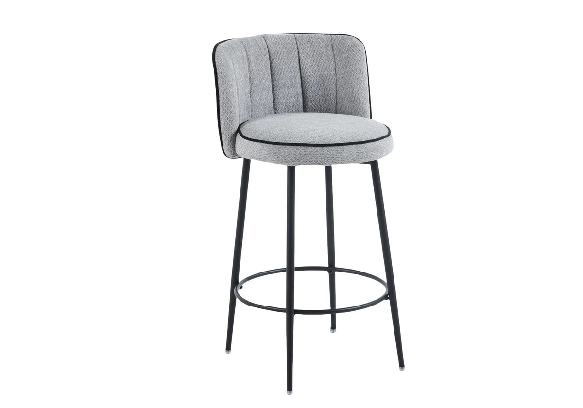 Lot de 2 chaises hautes de bar tissu gris | Veltra