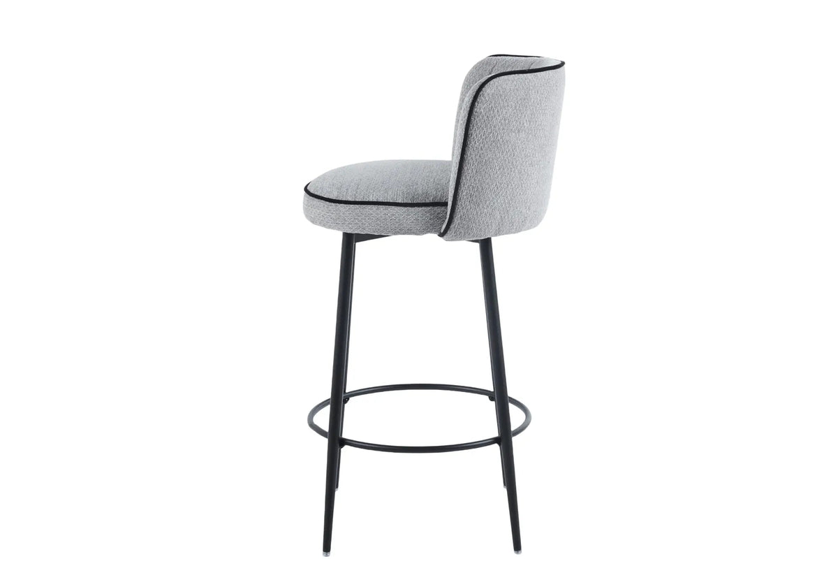 Lot de 2 chaises hautes de bar tissu gris | Veltra