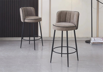Lot de 2 chaises hautes de bar tissu taupe | Veltra