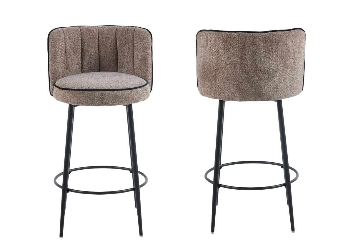 Lot de 2 chaises hautes de bar tissu taupe | Veltra