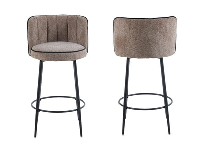 Lot de 2 chaises hautes de bar tissu taupe | Veltra