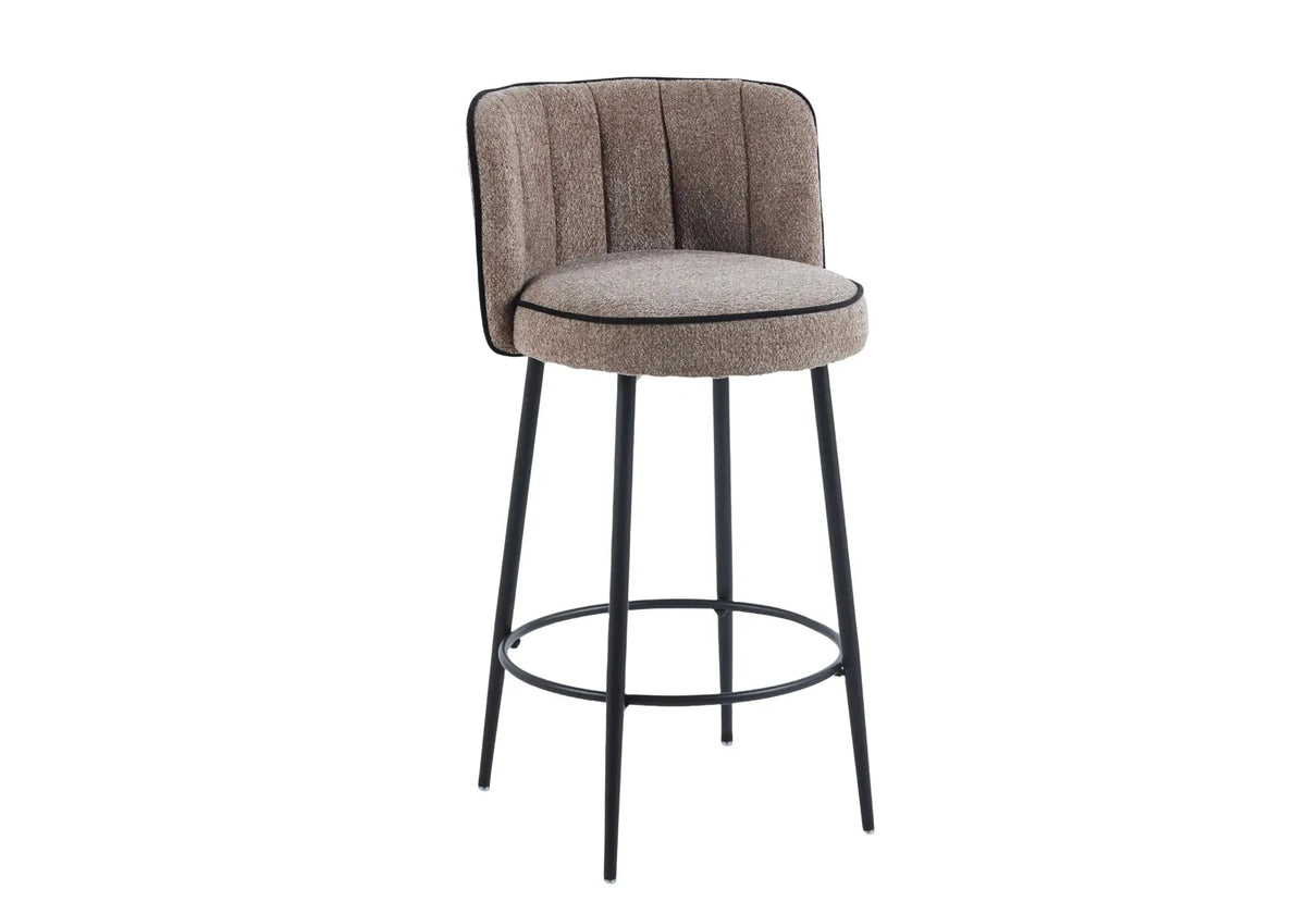 Lot de 2 chaises hautes de bar tissu taupe | Veltra