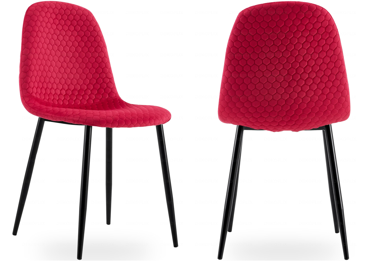 Lot de 6 chaises scandinaves velours alvéolé fuchsia | Sixo