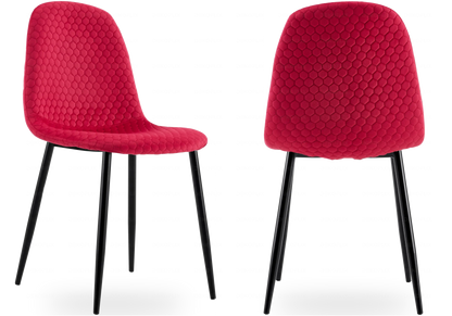 Lot de 6 chaises scandinaves velours alvéolé fuchsia | Sixo