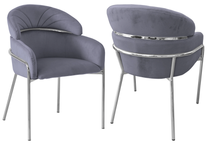 Ensemble table marbre blanc et 4 chaises grises | Xavi