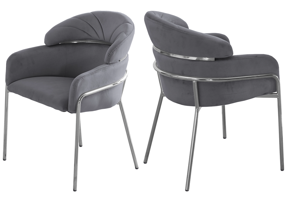Lot de 4 chaises en gris et pieds chromés | Beda