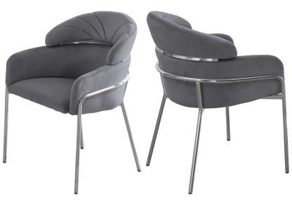 Lot de 4 chaises en gris et pieds chromés | Beda