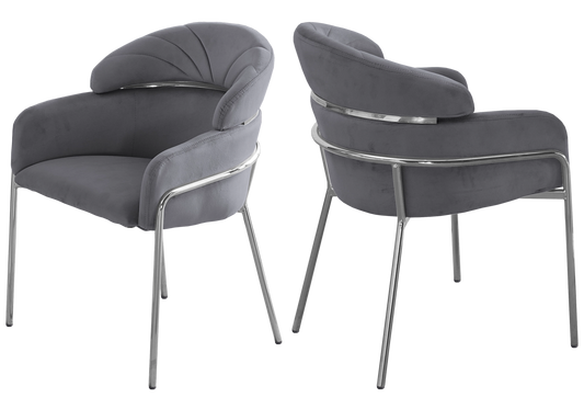 Lot de 4 chaises en gris et pieds chromés | Beda