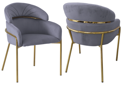 Lot de 4 chaises en gris et pieds dorés | Beda