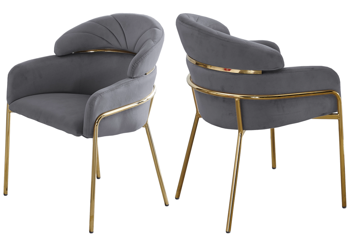 Lot de 4 chaises en gris et pieds dorés | Beda