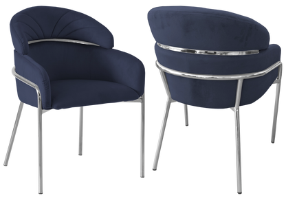 Lot de 4 chaises en noir et pieds argentés | Beda