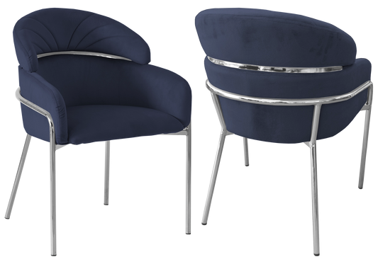 Lot de 4 chaises en noir et pieds argentés | Beda