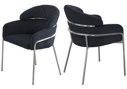 Lot de 4 chaises en noir et pieds argentés | Beda
