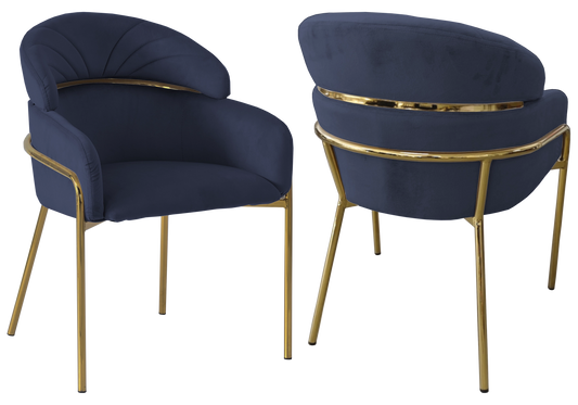 Lot de 4 chaises en noir et pieds dorés | Beda