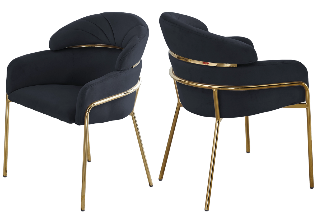 Lot de 4 chaises en noir et pieds dorés | Beda