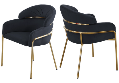 Lot de 4 chaises en noir et pieds dorés | Beda