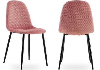 Chaises scandinaves velours alvéolé rose x6 | Sixo