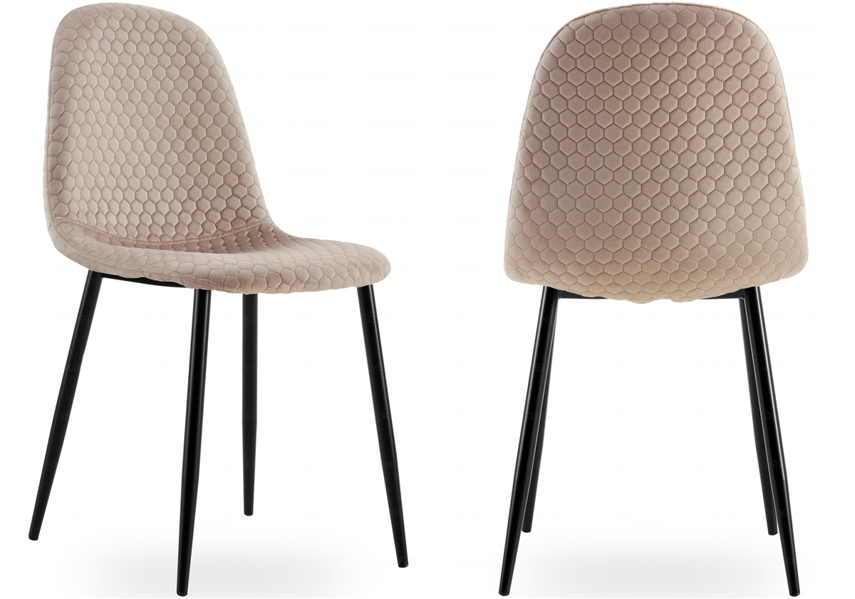 Lot de 6 chaises scandinaves velours alvéolé taupe | Sixo