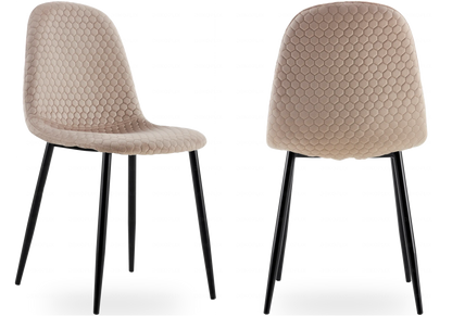 Lot de 6 chaises scandinaves velours alvéolé taupe | Sixo
