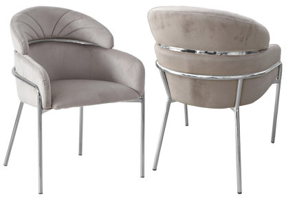 Lot de 4 chaises en taupe et pieds argentés | Beda