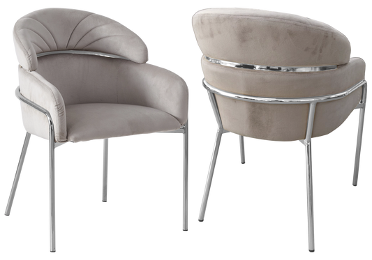 Lot de 4 chaises en taupe et pieds argentés | Beda